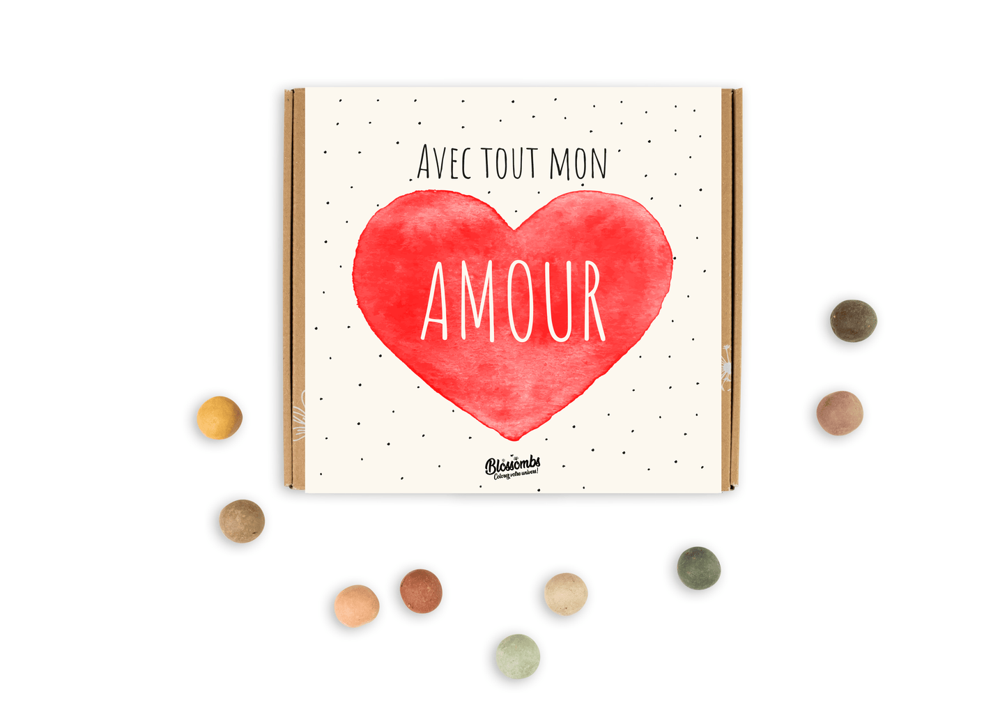 Coffret cadeau Medium Amour avec 9 bombes à graines