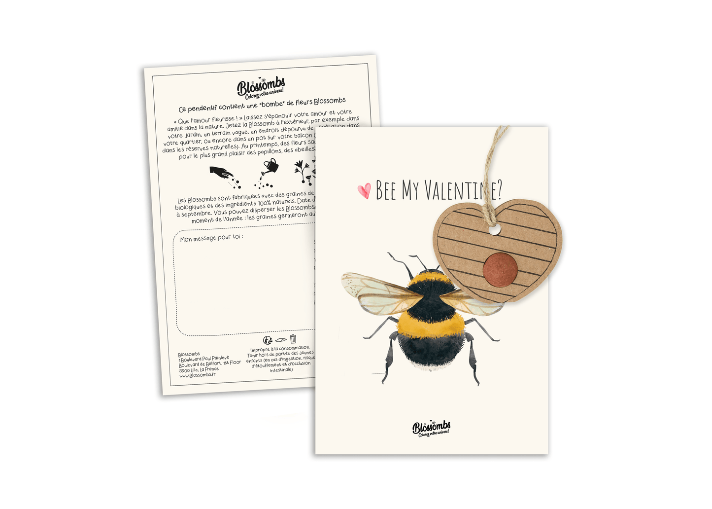 Suspension sur carte pour la St Valentin - Abeille