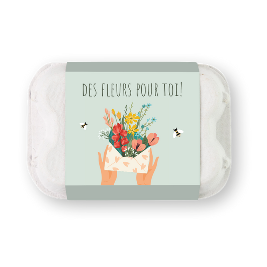 Boîte à œufs avec 6 Blossombs - des fleurs pour toi