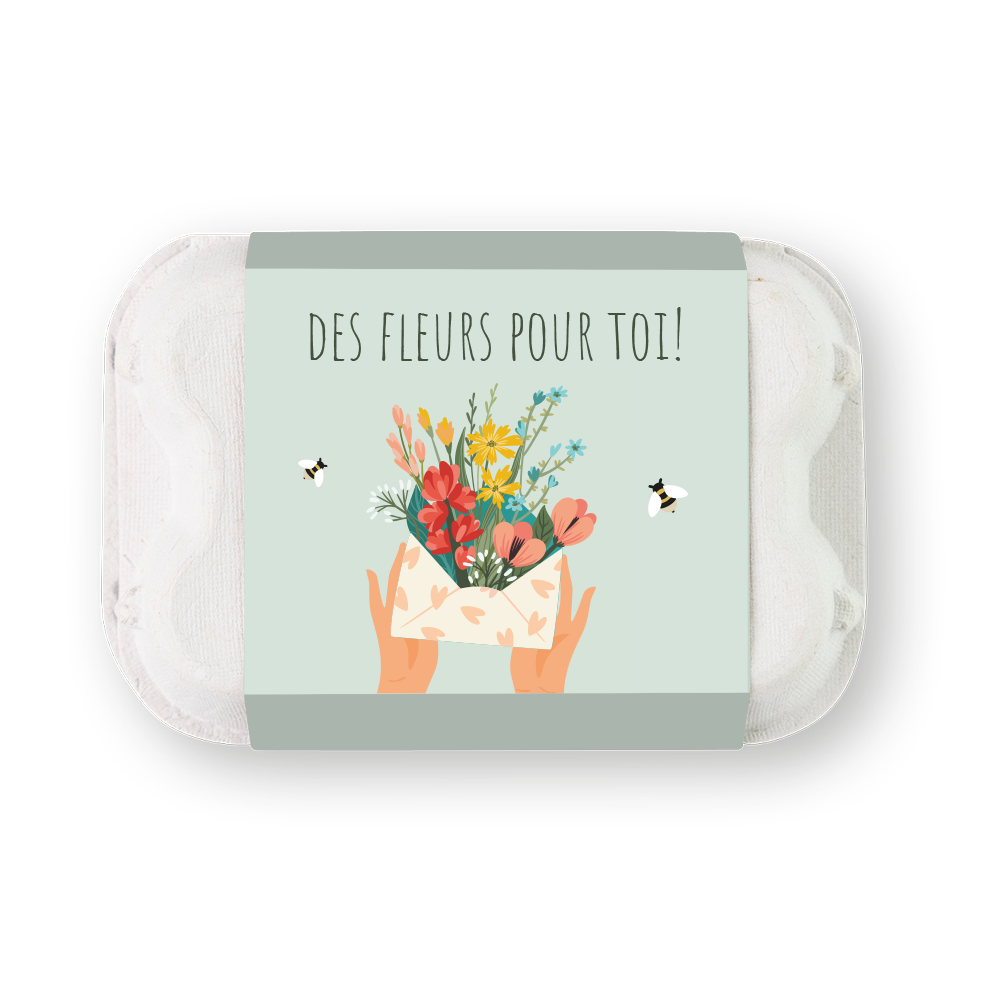 Boîte à œufs avec 6 Blossombs - des fleurs pour toi