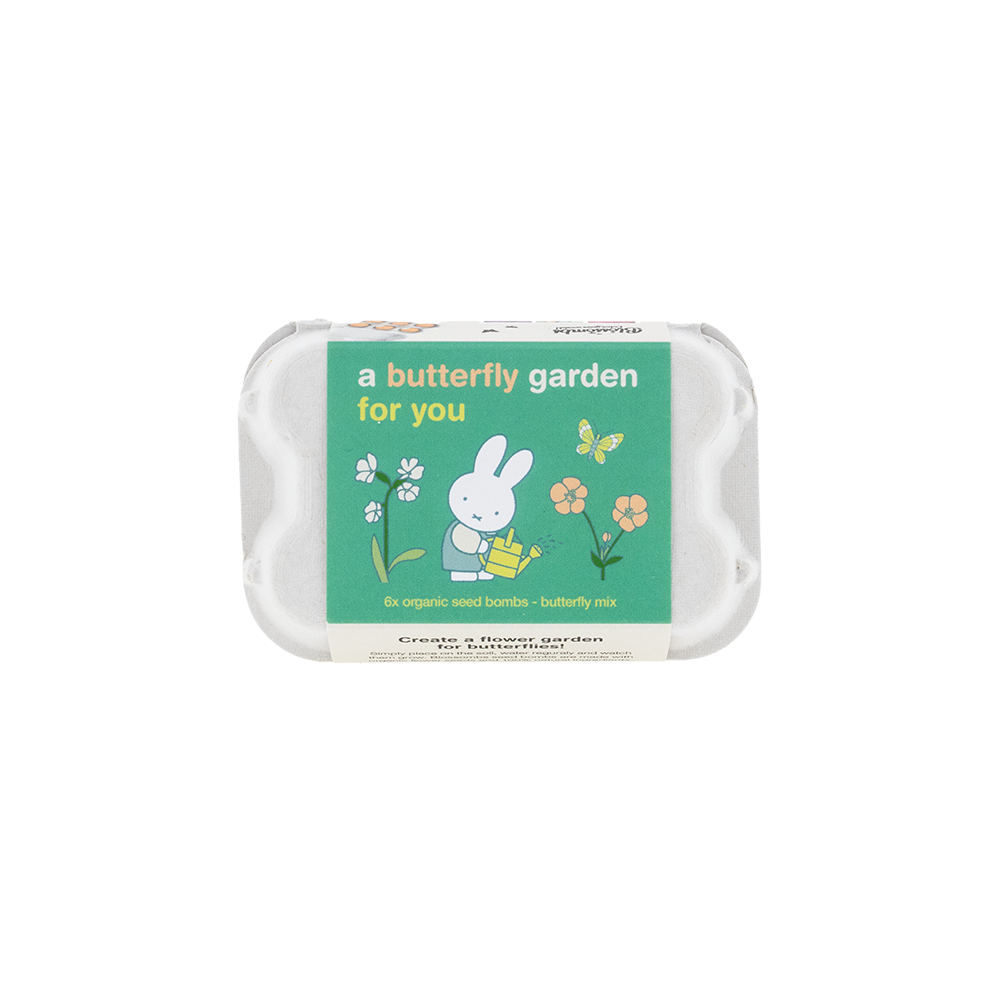Miffy Boîte à œufs avec 6 Bombes de graines - Butterfly Garden for you