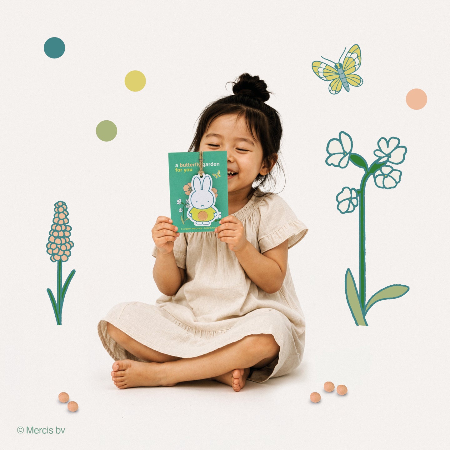 Miffy Accroche-porte avec bombe de graines et carte - Butterfly Garden For You