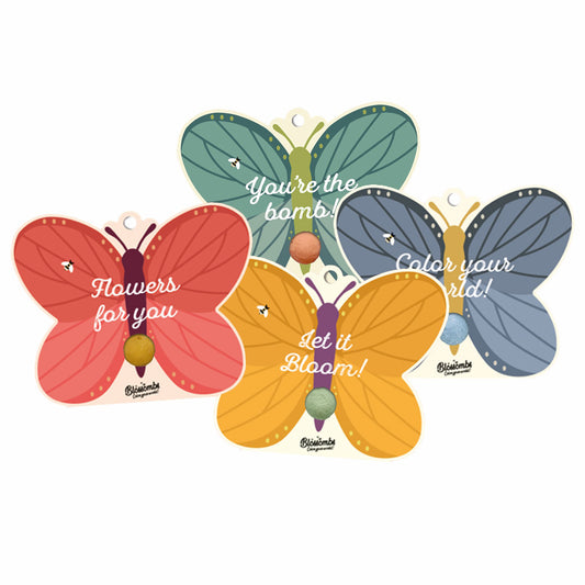 Set van 4 Vlinder Weggeefcadeautjes met small Blossombs zaadbommetjes