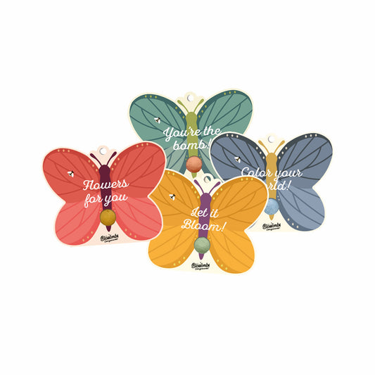 Set van 4 Vlinder Weggeefcadeautjes met small Blossombs zaadbommetjes